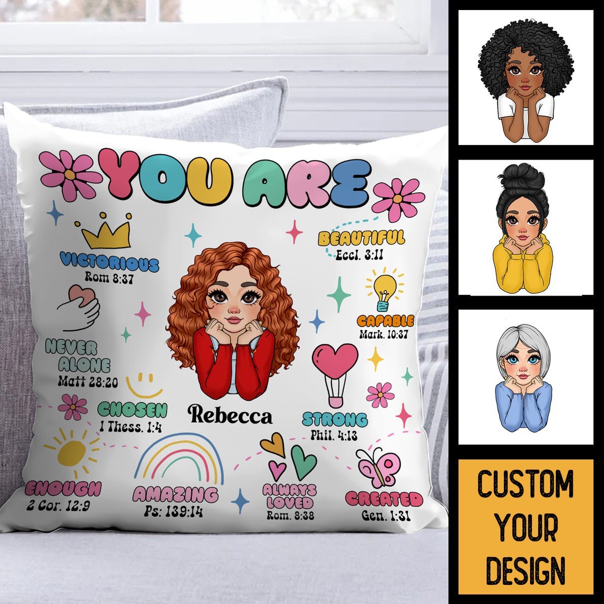 You Are Beautiful Cute Flower - Personalized Pillow - Best Gift For Mother, Daughter, Sister, Friend, Wife - Giftago