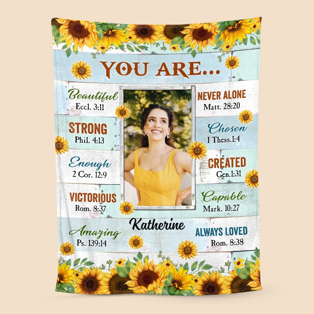 You Are Beautiful Sunflower (Custom Photo) - Personalized Blanket - Meaningful Gift For Christmas, For Birthday - Giftago