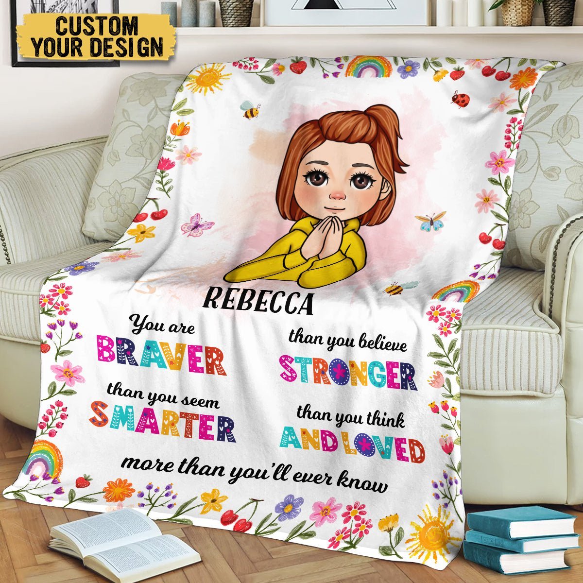 You Are Braver You Are Strong Kids - Personalized Blanket - Best Gift For Daughter, Granddaughter - Giftago