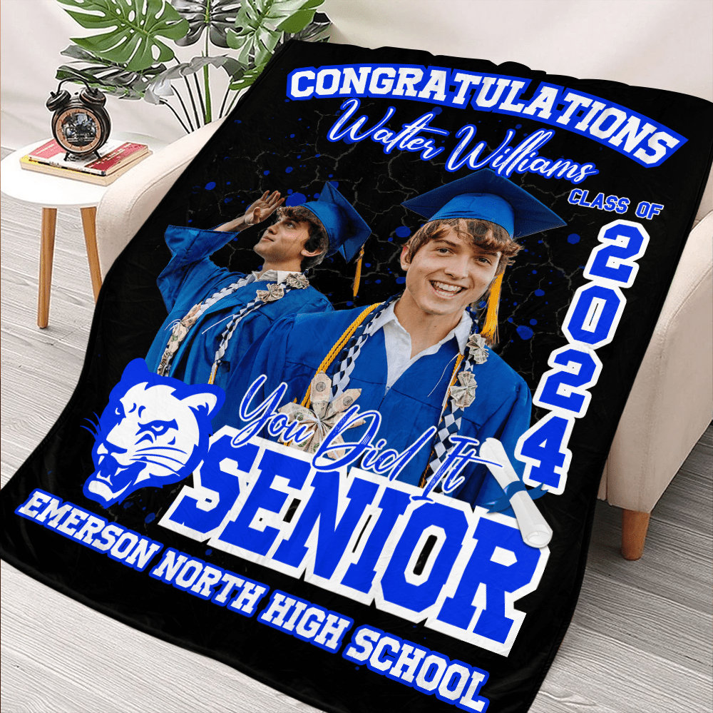 You Did It Senior Blanket - Personalized Blanket - Giftago