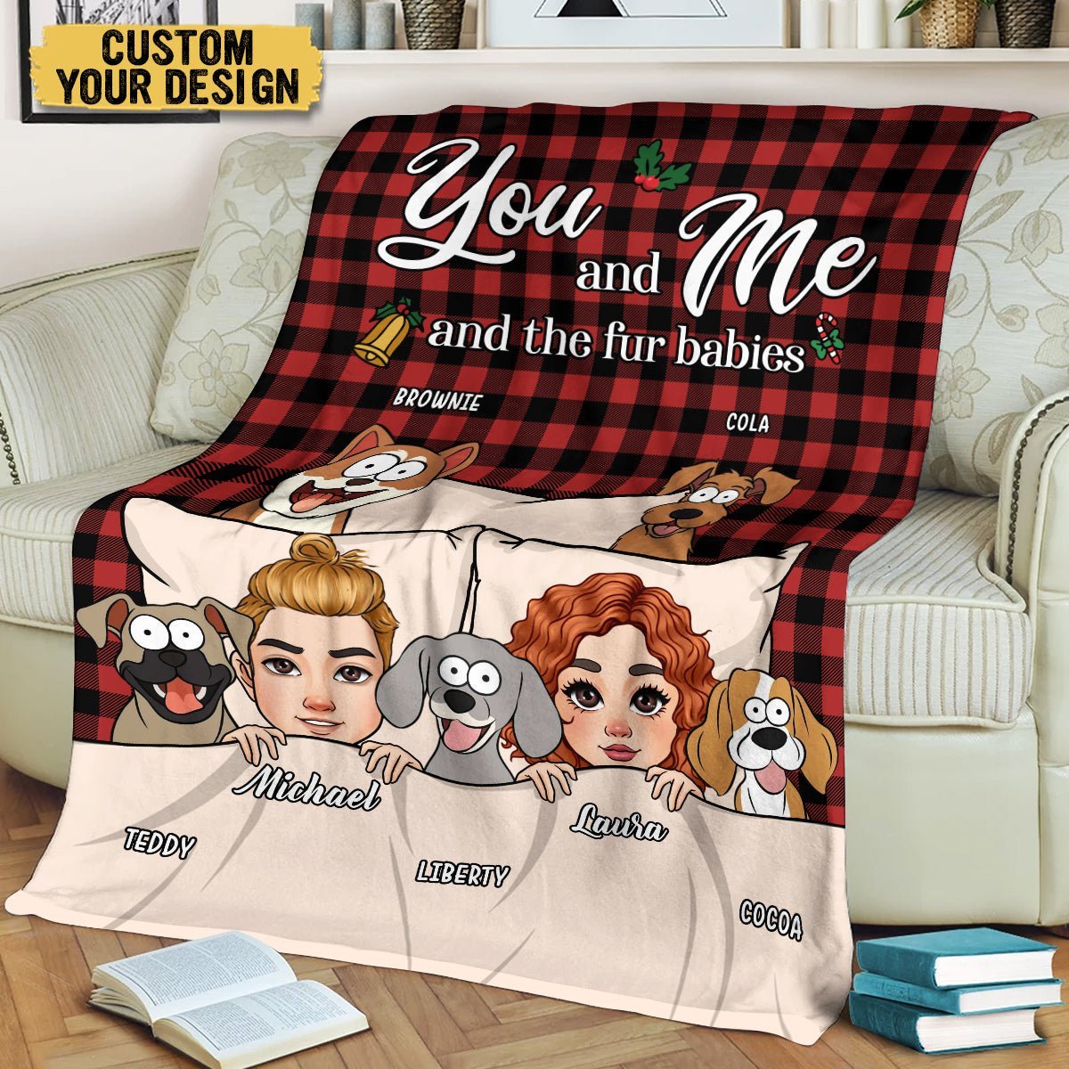 You & Me And The Dogs - Personalized Blanket - Best Gift For Christmas, For Dog Lovers - Giftago