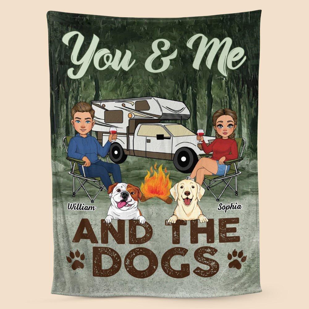 You & Me And The Dogs - Personalized Blanket - Meaningful Gift For Valentine, For Couple - Giftago