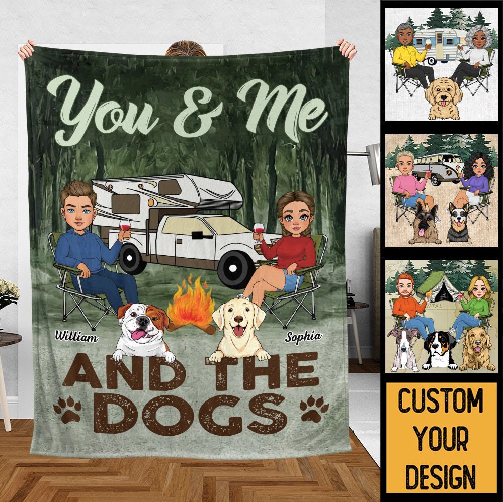 You & Me And The Dogs - Personalized Blanket - Meaningful Gift For Valentine, For Couple - Giftago