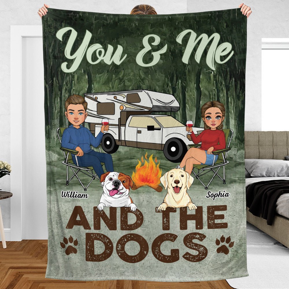 You & Me And The Dogs - Personalized Blanket - Meaningful Gift For Valentine, For Couple - Giftago