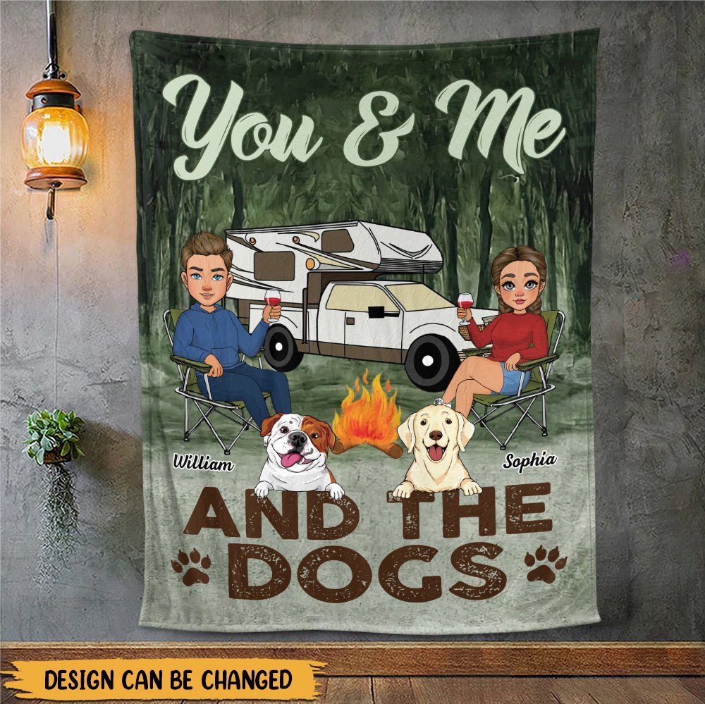 You & Me And The Dogs - Personalized Blanket - Meaningful Gift For Valentine, For Couple - Giftago