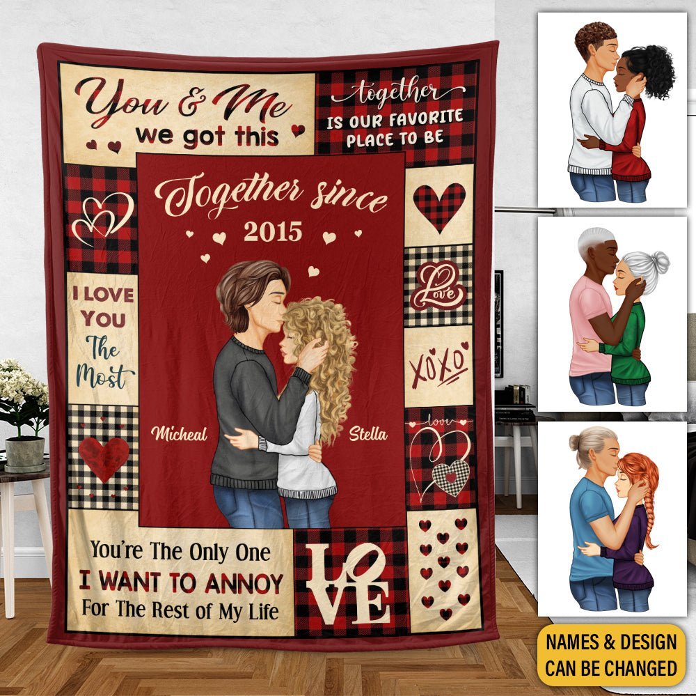 You & Me Kissing Couple - Personalized Blanket - Meaningful Gift For Valentine, For Couple - Giftago
