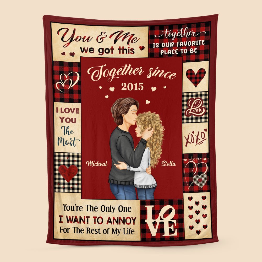 You & Me Kissing Couple - Personalized Blanket - Meaningful Gift For Valentine, For Couple - Giftago