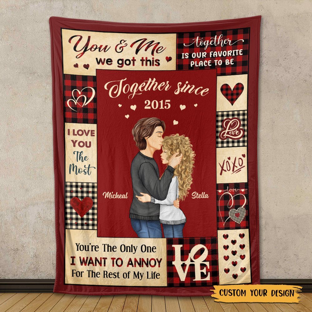 You & Me Kissing Couple - Personalized Blanket - Meaningful Gift For Valentine, For Couple - Giftago