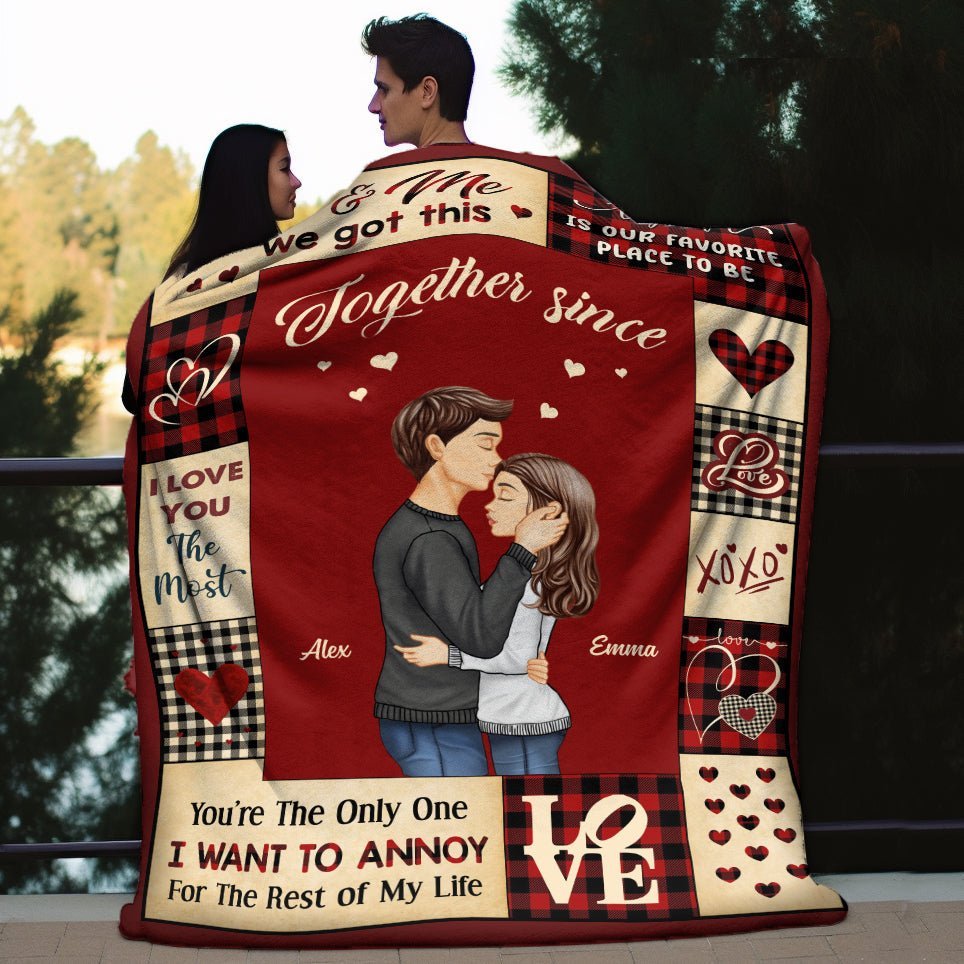 You & Me Kissing Couple - Personalized Blanket - Meaningful Gift For Valentine, For Couple - Giftago