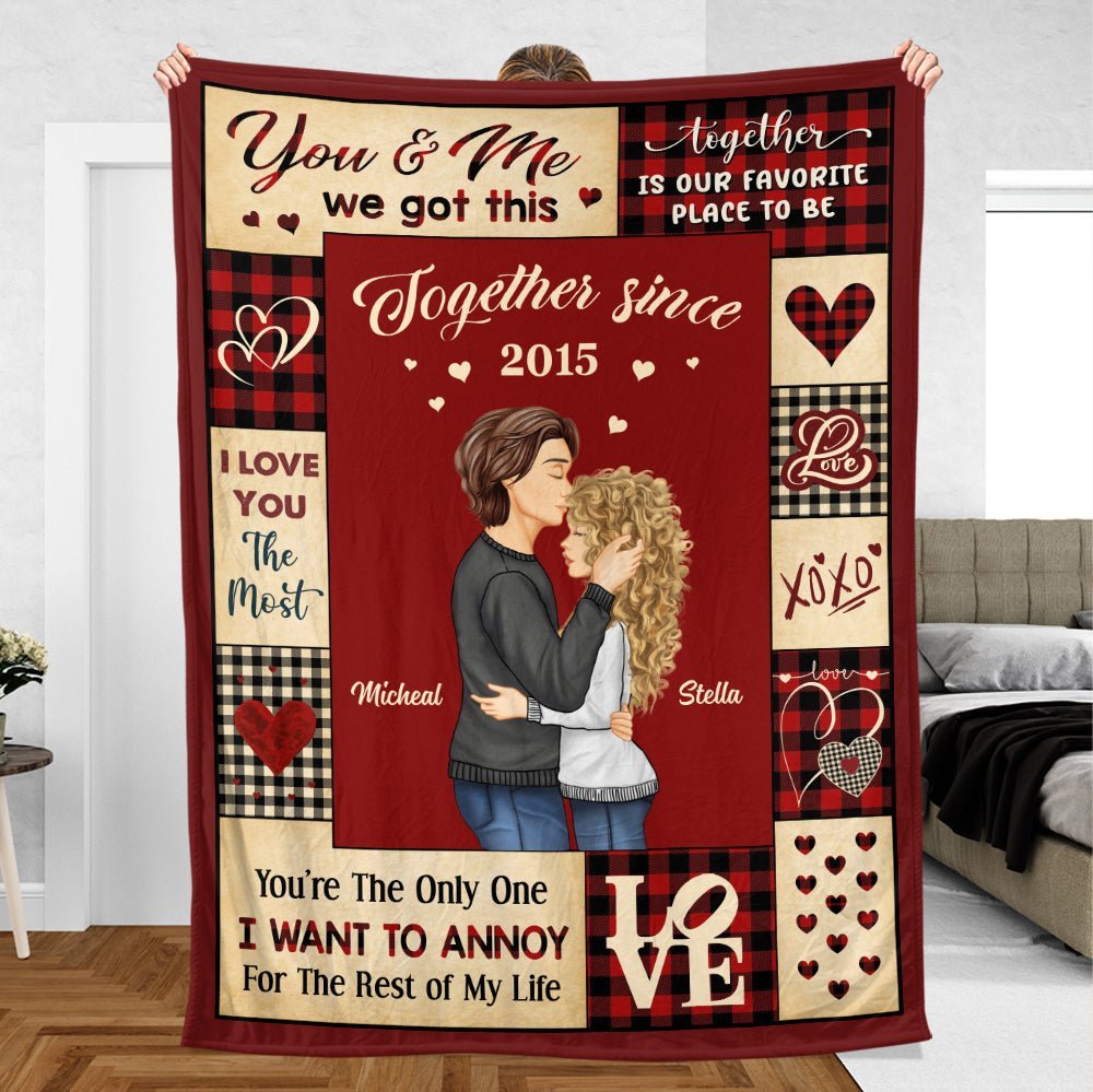 You & Me Kissing Couple - Personalized Blanket - Meaningful Gift For Valentine, For Couple - Giftago