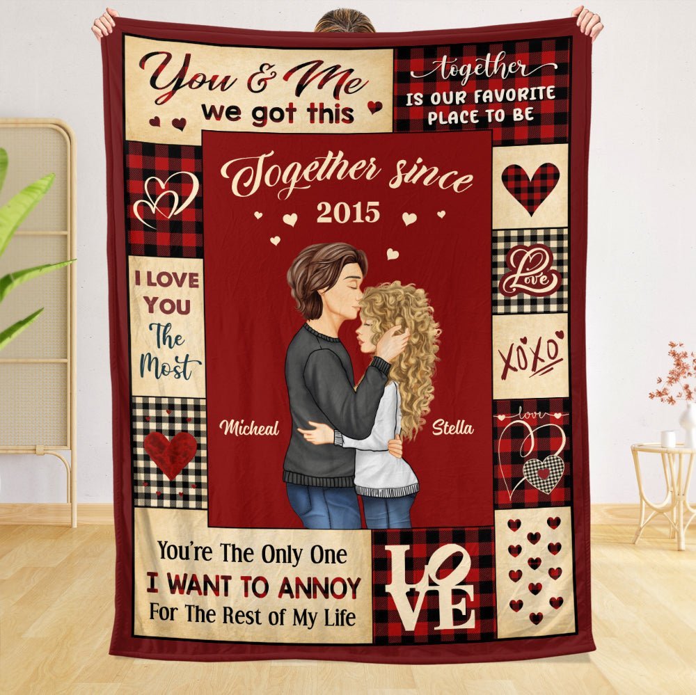 You & Me Kissing Couple - Personalized Blanket - Meaningful Gift For Valentine, For Couple - Giftago
