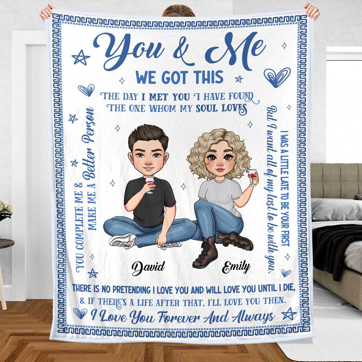 You & Me The Day I Met You - Personalized Blanket - Meaningful Gift For Valentine, For Couple - Giftago