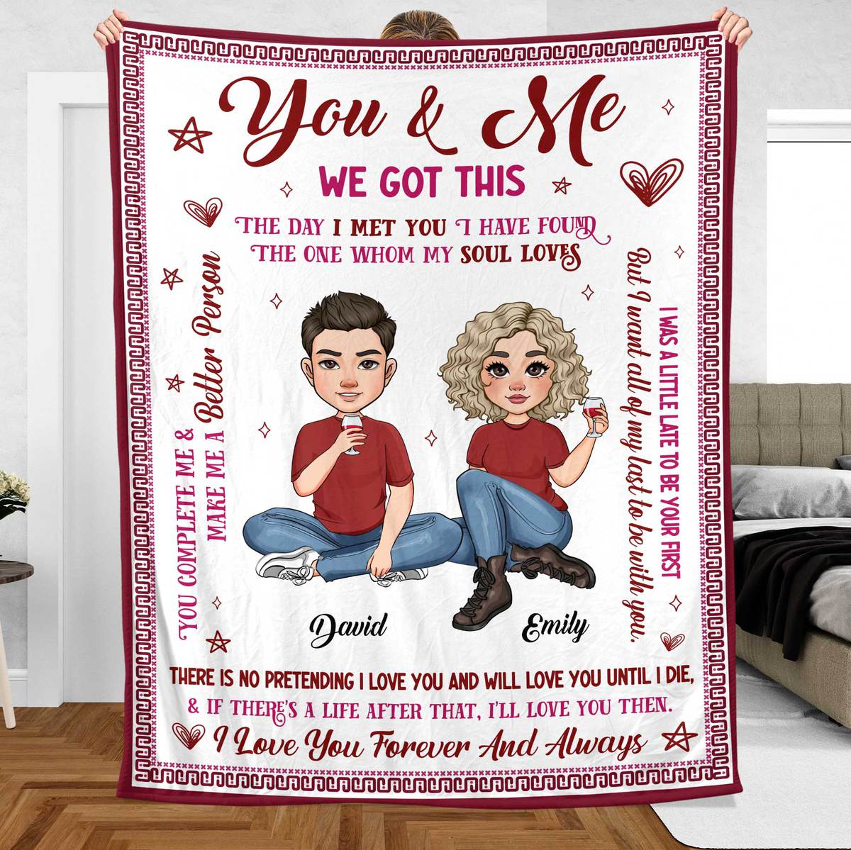 You & Me The Day I Met You - Personalized Blanket - Meaningful Gift For Valentine, For Couple - Giftago