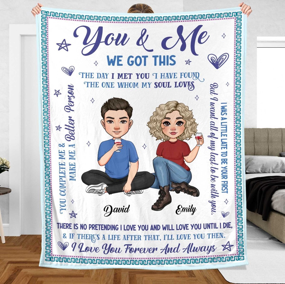 You & Me The Day I Met You - Personalized Blanket - Meaningful Gift For Valentine, For Couple - Giftago