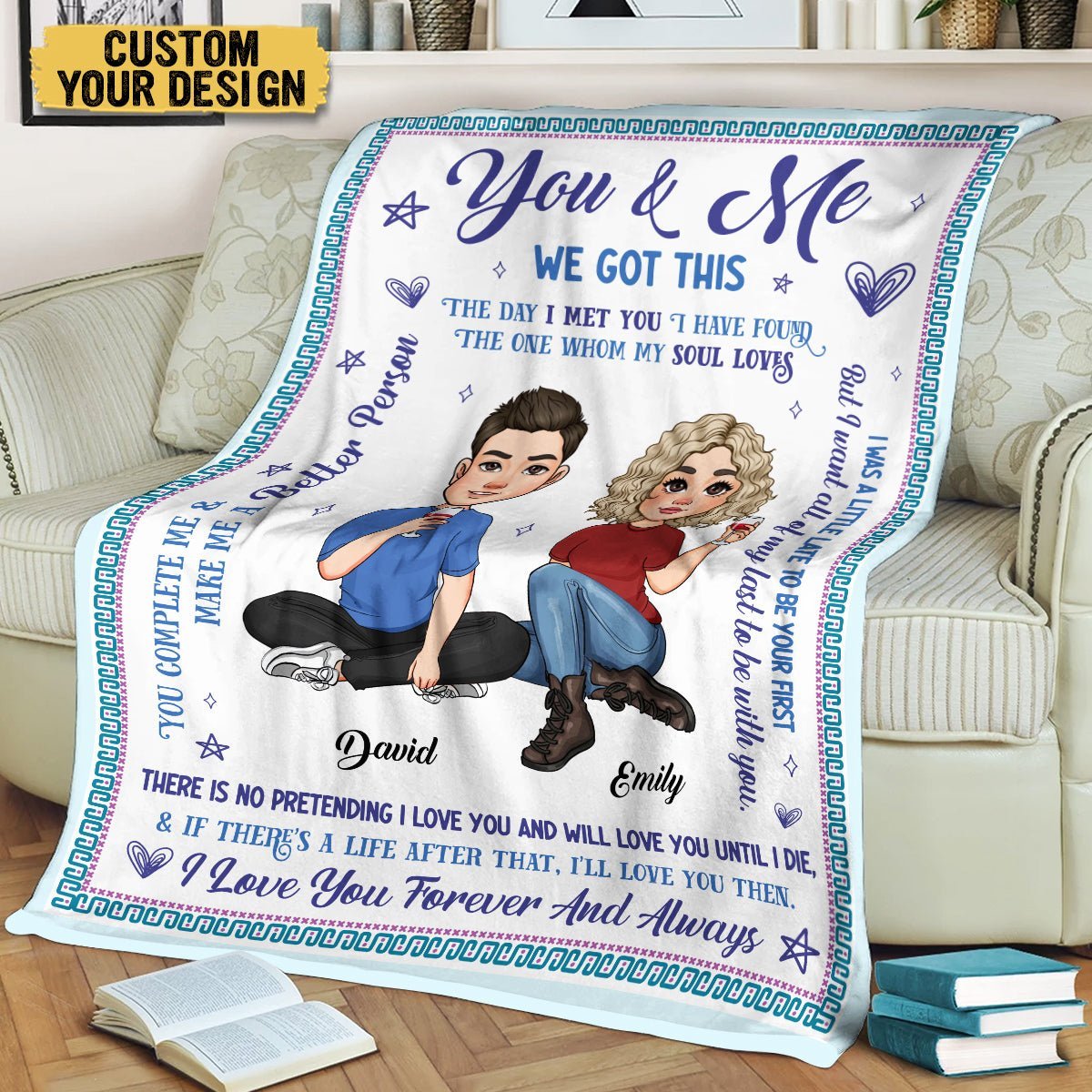 You & Me The Day I Met You - Personalized Blanket - Meaningful Gift For Valentine, For Couple - Giftago