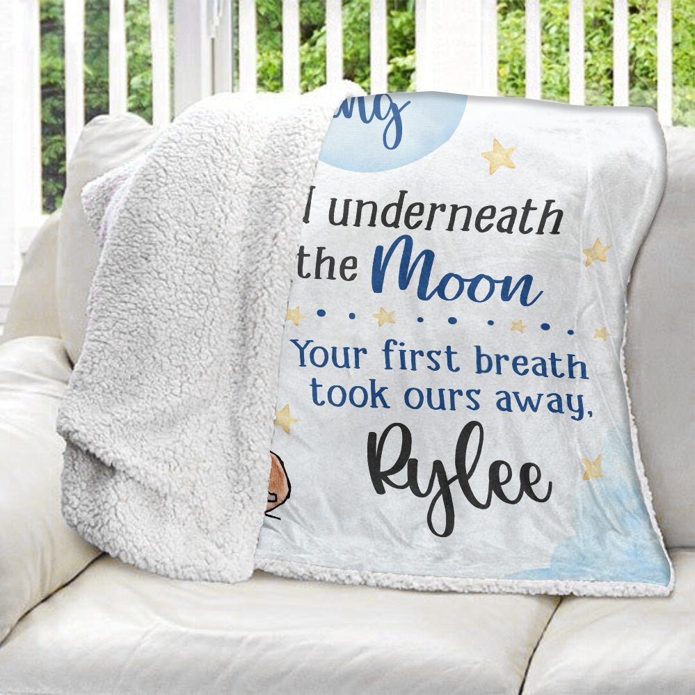 Your First Breath Took Ours Away - Personalized Blanket - Giftago