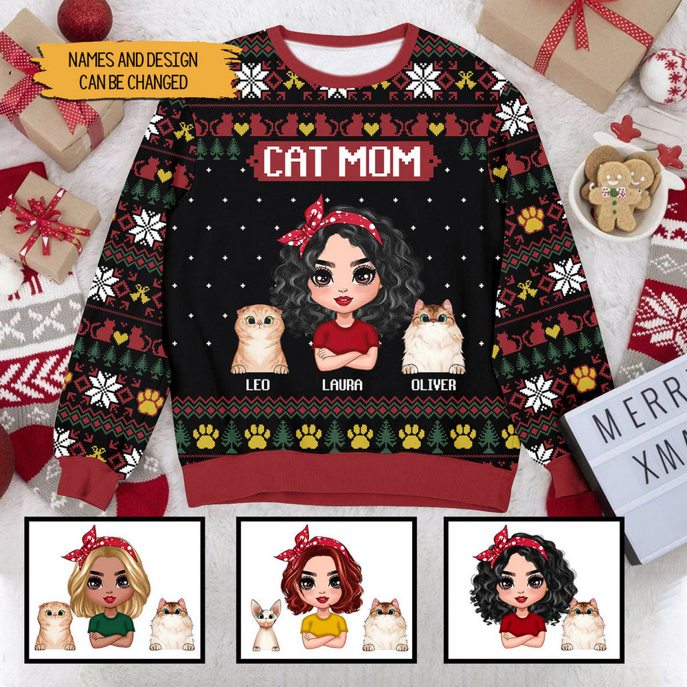 Personalized Ugly Sweater - Cat Mom Funny - Gift For Cat Lovers