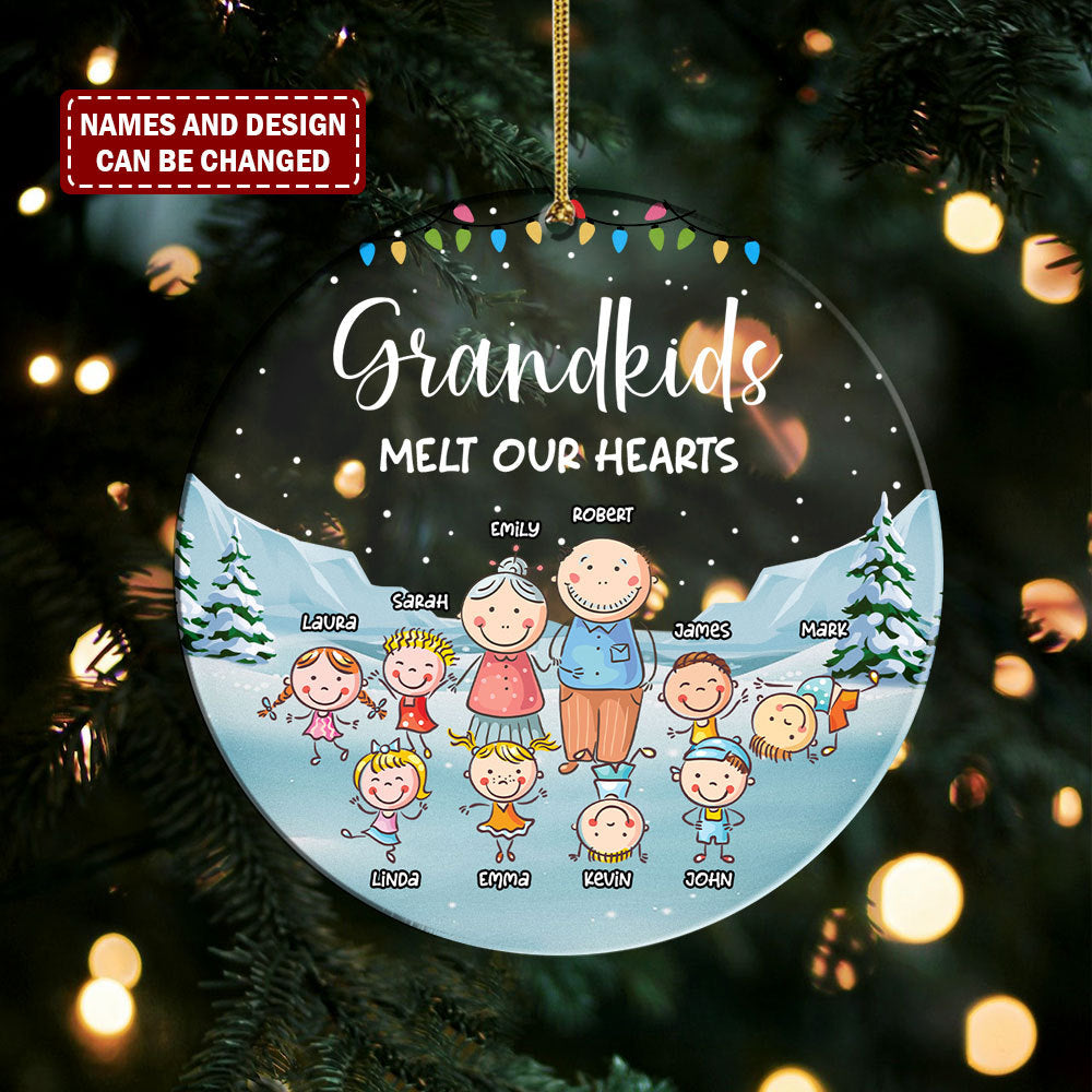Personalized Ornament - Grandkids Melt Our Hearts Cute - Family Gift
