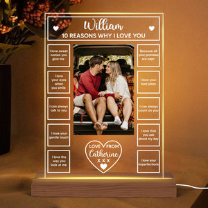 Personalized Acrylic LED Lamp - 10 Reasons Why I Love You