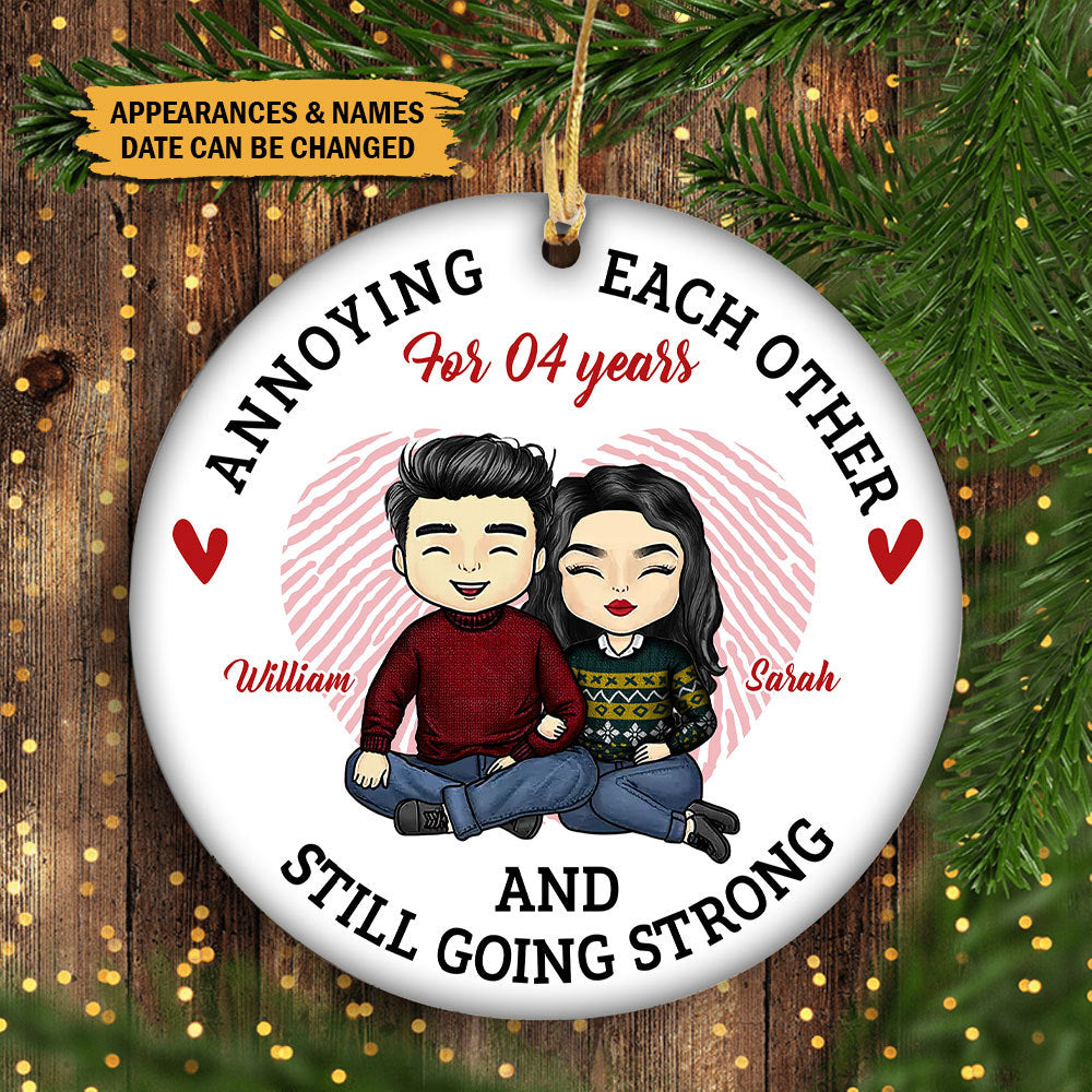 Personalized Couple Ornament - Annoying Each Other For Many Years Finger Print