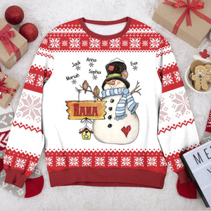 Custom Grandma Sweatshirt - Nana Grandma Snowman Kid Snowflake - Giftago - 2