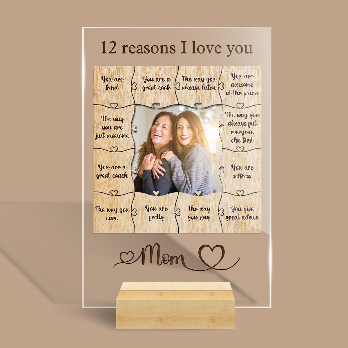 12 Reasons I Love You, Mom - Personalized Acrylic Plaque - Best Gift For Mother - Giftago