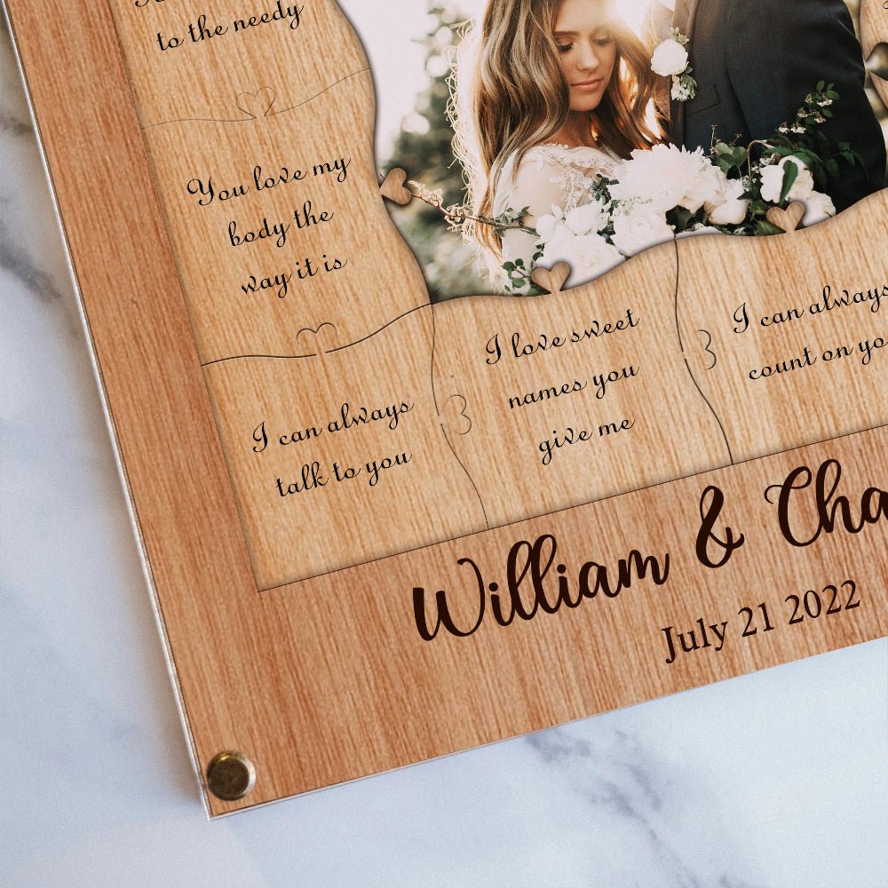 Personalized Frame 12 Reasons Why I Love You Wooden Puzzle Piece