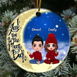 Personalized Couple Ornament - Couple On Moon Love - Gift For Couple