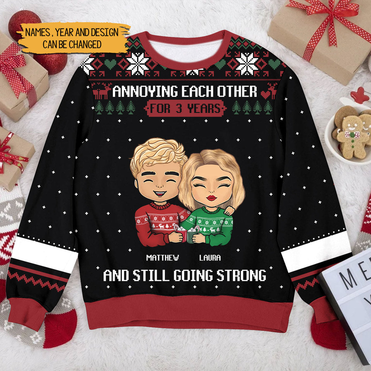 Personalized Ugly Sweater - Annoying Each Other For Years Couple Cute Funny