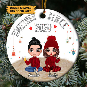 Together Since - Circle Ceramic Ornament - Christmas, New Year Gift For Husband, Wife, Lover,...- CTN1022QA - Giftago