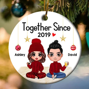 Together Since Couple Sitting Christmas Circle Ornament - TG1022QA - Giftago