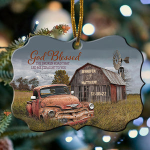 Personalized Couple Ornament - God Blessed The Broken Road - Gift For Couple