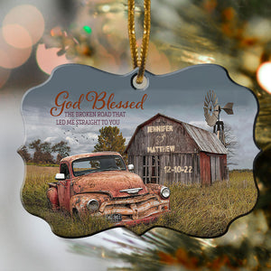 Personalized Couple Ornament - God Blessed The Broken Road - Gift For Couple