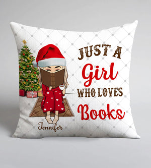 Christmas Tree Just A Girl Who Loves Book Name Title Pillow - TG1022QA - Giftago