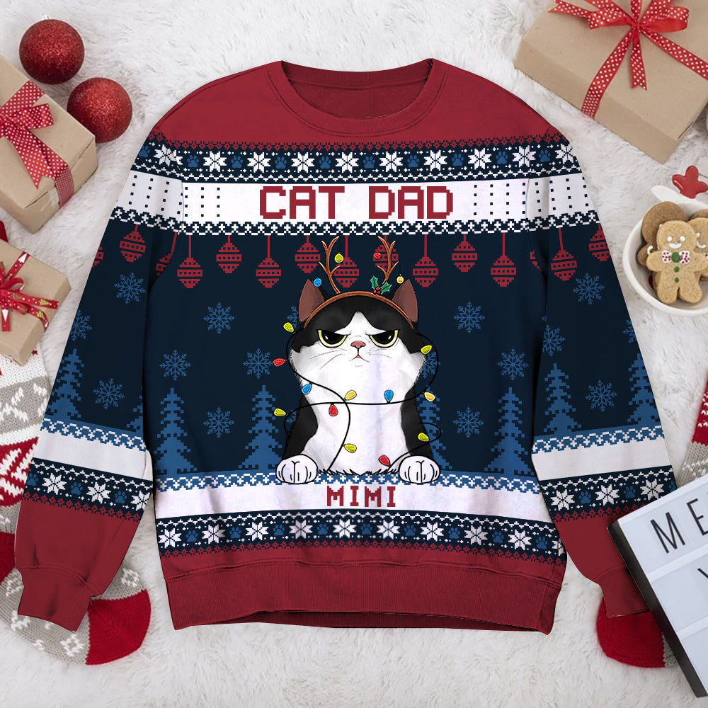 Personalized Ugly Sweater - Cat Mom Cat Dad Funny - Gift For Cat Lover