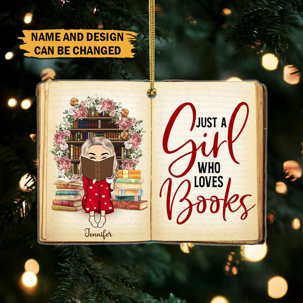 Personalized Acrylic Ornament - A Girl Who Loves Books Christmas - Gift for Book Lover