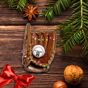 Personalized Car Ornament - Baseball Glove Name Team Name - Gift For Baseball Lover
