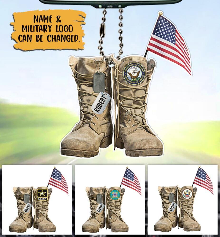 Military Boots - Personalized Flat Car Ornament - Giftago