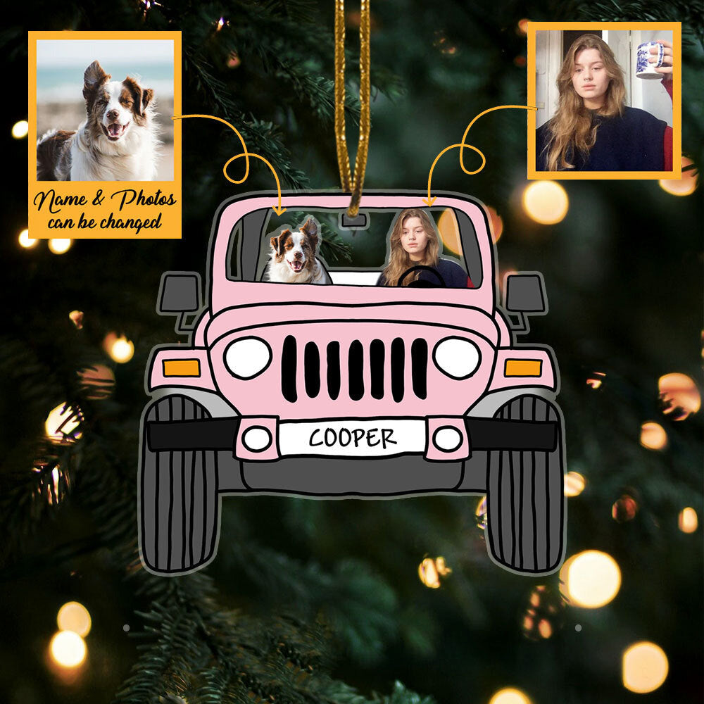 Personalized Acrylic Ornament With Pet - Off Road Funny Photo Christmas - Giftago - 1