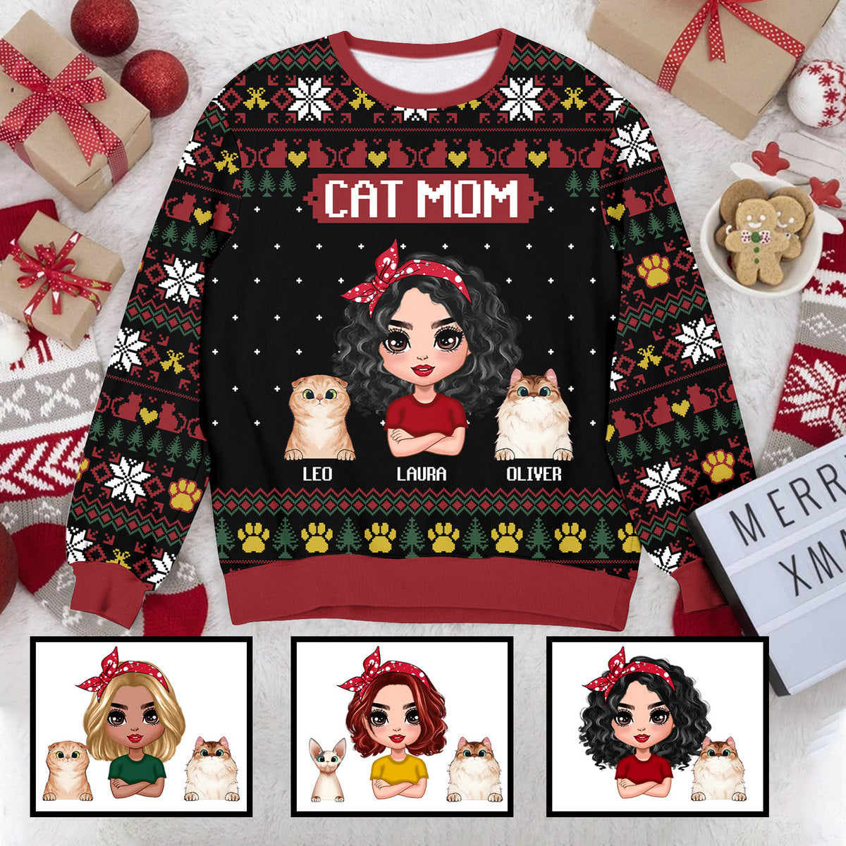 Personalized Ugly Sweater - Cat Mom Funny - Gift For Cat Lovers