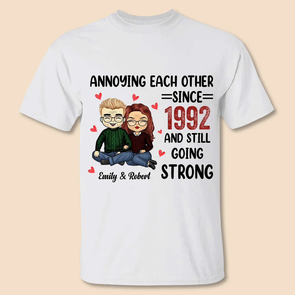 Annoying Each Other Couple Sitting Heart - Personalized T-Shirt & Hoodie - Gift for Couple - Giftago