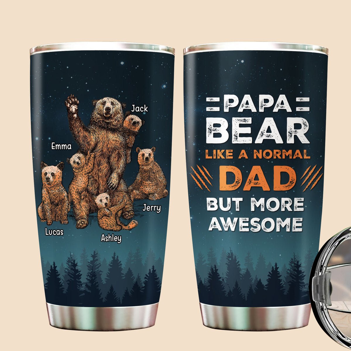 Awesome Papa Bear - Personalized Tumbler - Best Gift For Father - Giftago