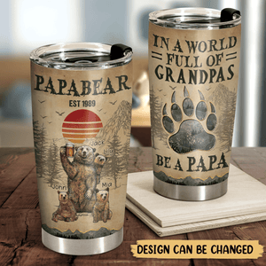 Be A Papa Bear - Personalized Tumbler - Best Gift For Grandpa - Giftago