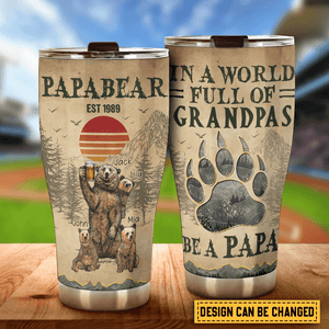 Be A Papa Bear - Personalized Tumbler - Best Gift For Grandpa - Giftago