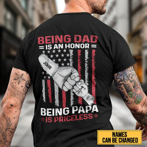 Being Dad Is An Honor Being Papa Is Priceless Star - Personalized Tshirt/Hoodie - Gift for Dad - Giftago