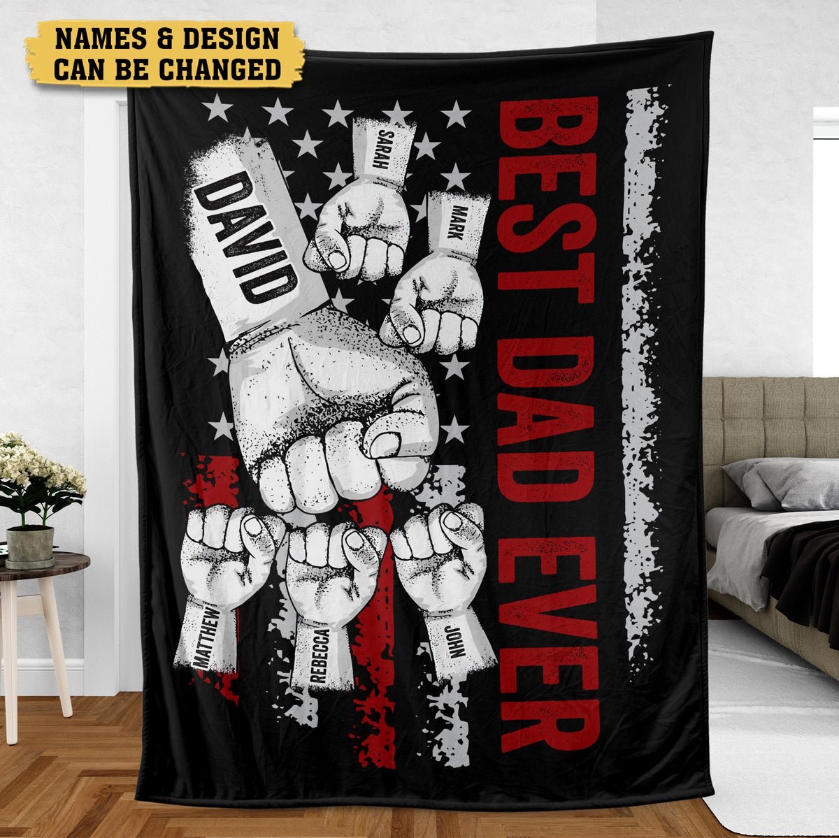 Personalized Blanket -  Best Dad Ever Fist Bumps - Best Gift For Dad