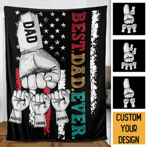 Personalized Blanket -  Best Dad Ever Fist Bumps - Best Gift For Dad
