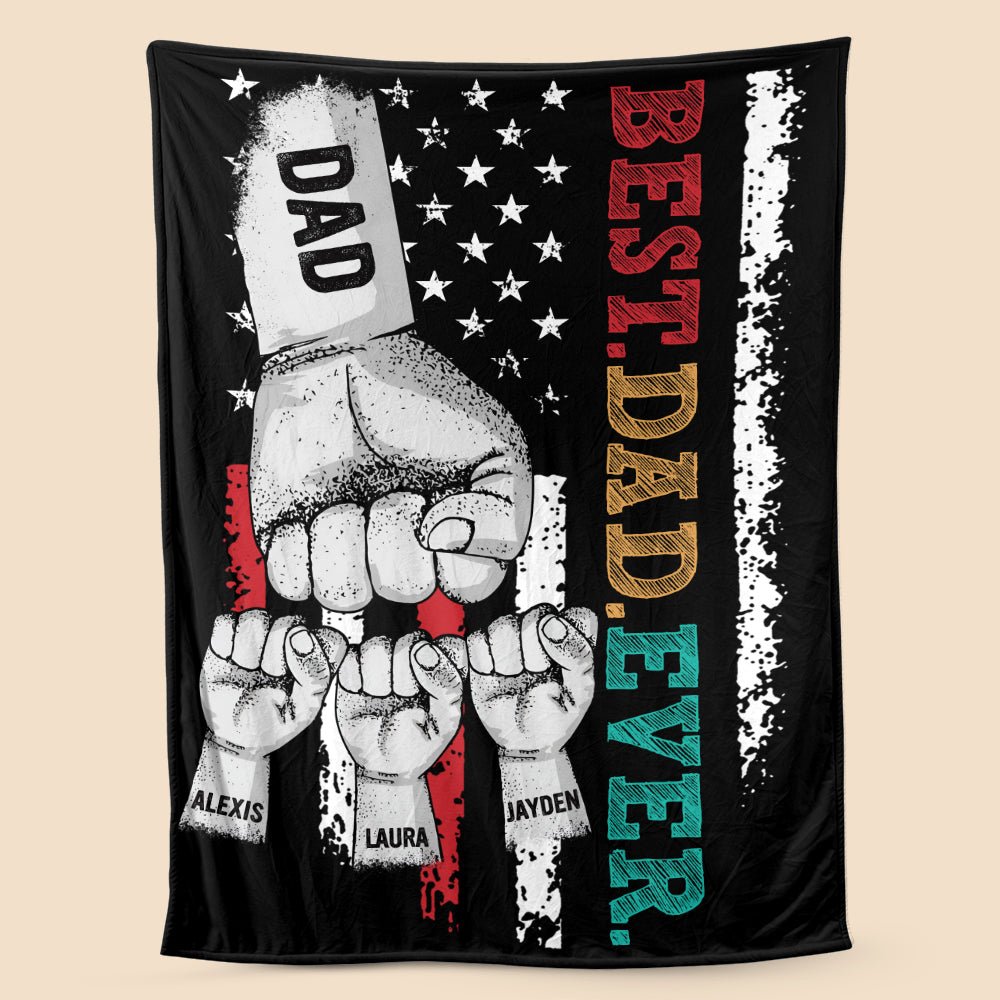 Personalized Blanket -  Best Dad Ever Fist Bumps - Best Gift For Dad