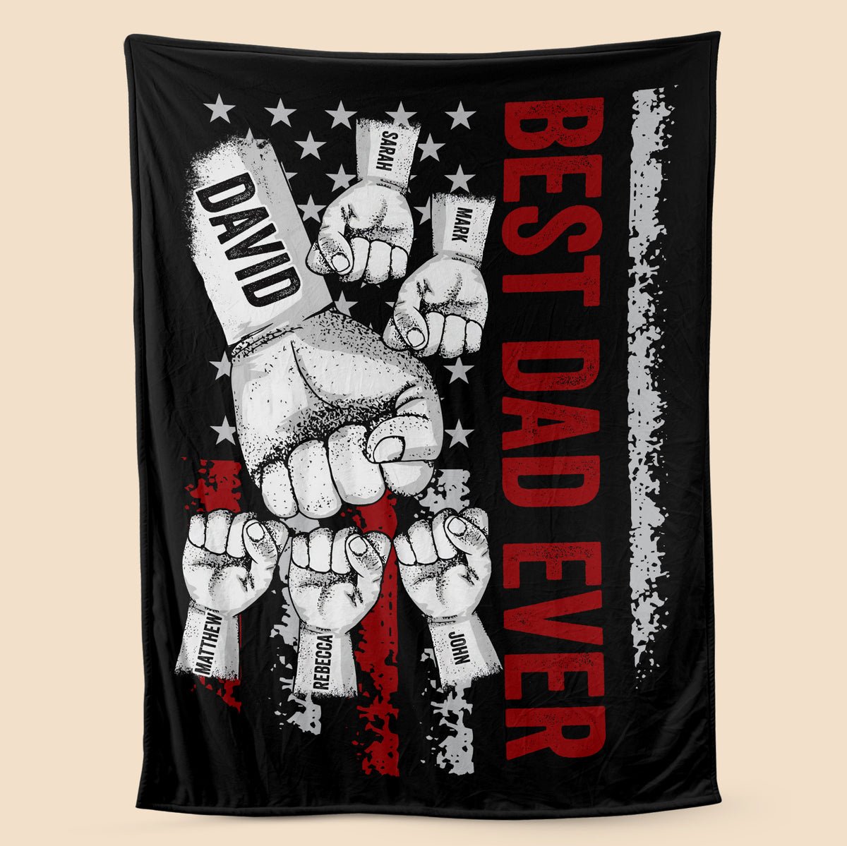 Personalized Blanket -  Best Dad Ever Fist Bumps - Best Gift For Dad