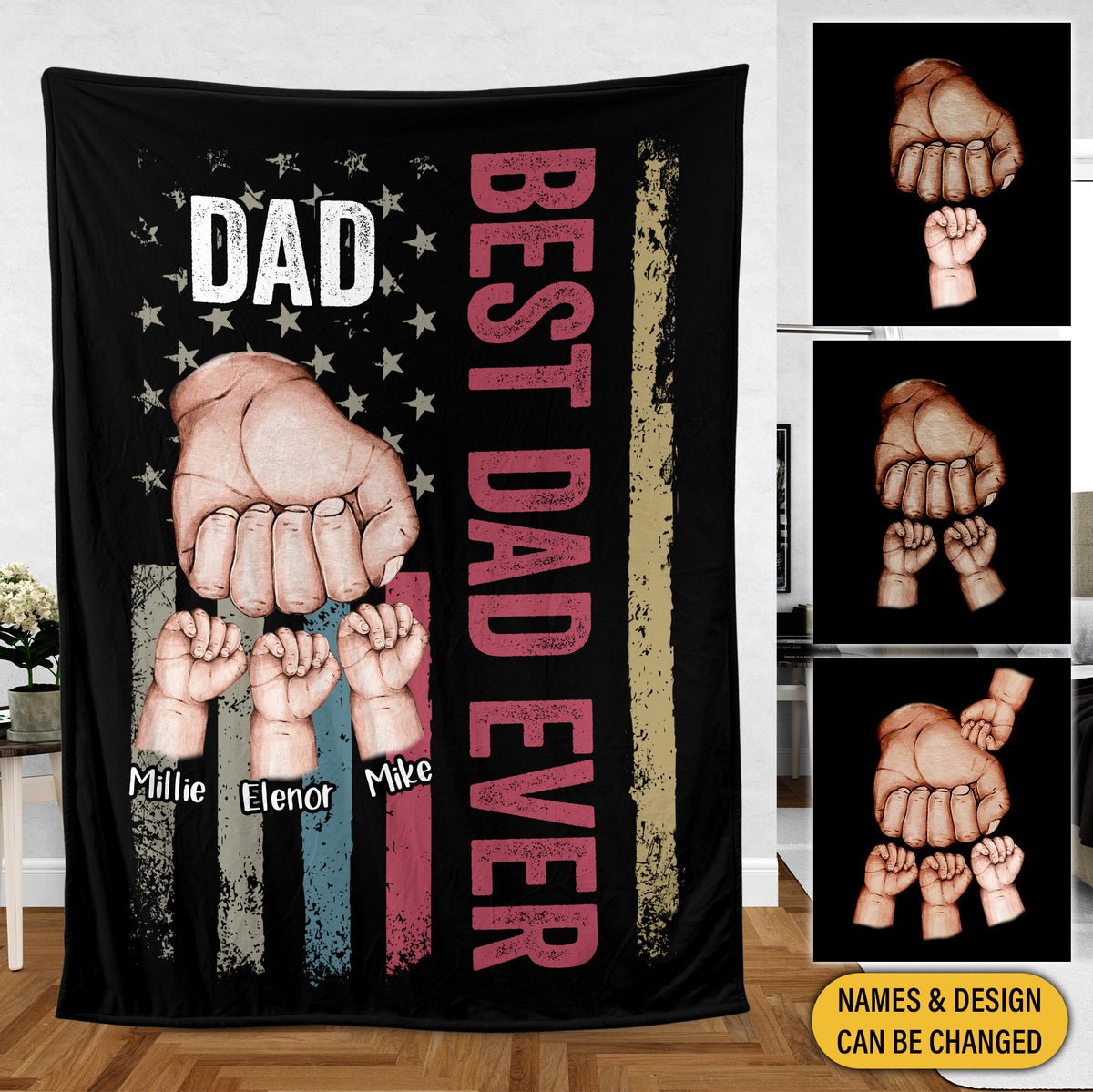 Personalized Blanket -  Best Dad Ever - Best Gift For Father